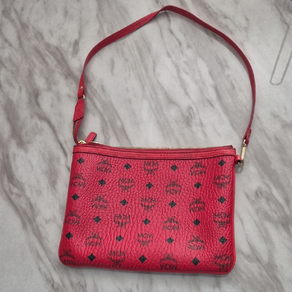 MCM Red Wristlet with Black Accents